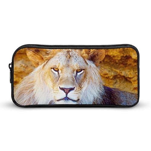 African Lion Teen Adult Pencil Case Large Capacity Pen Pencil Bag Durable Storage Pouch