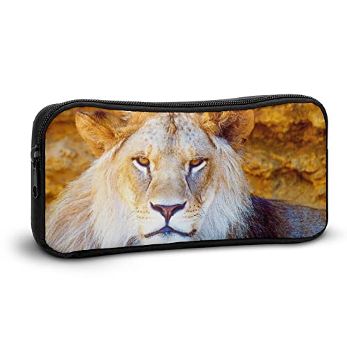 African Lion Teen Adult Pencil Case Large Capacity Pen Pencil Bag Durable Storage Pouch