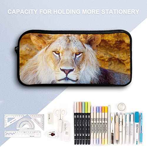 African Lion Teen Adult Pencil Case Large Capacity Pen Pencil Bag Durable Storage Pouch