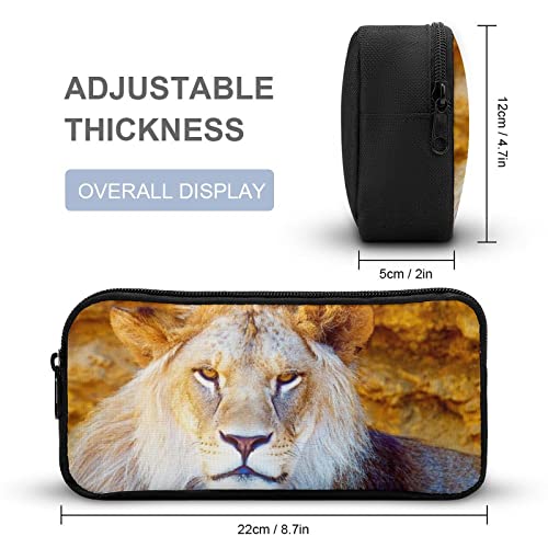 African Lion Teen Adult Pencil Case Large Capacity Pen Pencil Bag Durable Storage Pouch