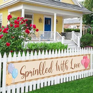 sprinkled with love baby shower large banner sign backdrop,welcome baby party decorations supplies ,baby shower decor for baby boy or girl baby shower decorations 9.8×1.6ft
