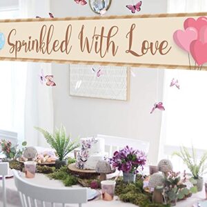 Sprinkled With Love Baby Shower Large Banner Sign Backdrop,Welcome Baby Party Decorations Supplies ,Baby Shower Decor For Baby Boy Or Girl Baby Shower Decorations 9.8x1.6ft