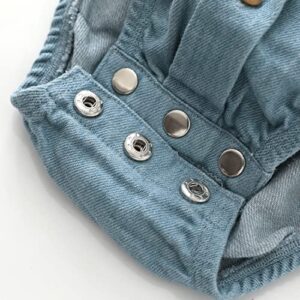 MOMOLAND Infant Baby Boys Woven Denim Button Up Bodysuit Romper Shirt (12-18 Months, Denim 265)