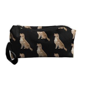 vvyaybbgvv fashion golden retriever dogs canvas travel toiletry organizer pencil case hanging householder makeup bag