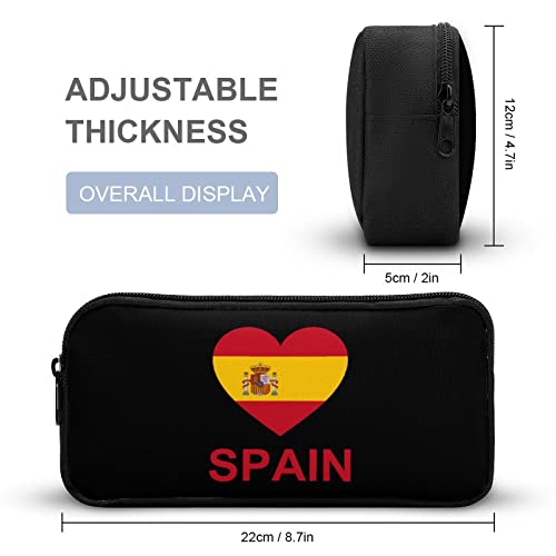 Love Spain Teen Adult Pencil Case Large Capacity Pen Pencil Bag Durable Storage Pouch