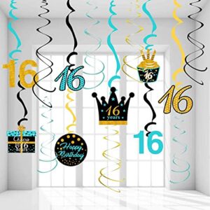 sweet 16 birthday decorations for girl teal gold 16th birthday hanging swirls sixteen birthday hanging swirls decorations for teal gold 16 years old party supplies