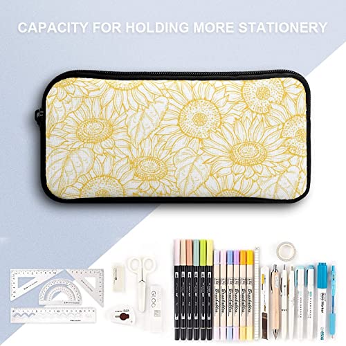 Sunflower Yellow Teen Adult Pencil Case Large Capacity Pen Pencil Bag Durable Storage Pouch