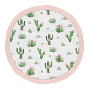 sweet jojo designs pink and green boho watercolor playmat tummy time baby and infant play mat for cactus floral collection