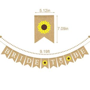 Rainlemon Bride to Be Banner Jute Burlap Sunflower Bridal Shower Party Decoration