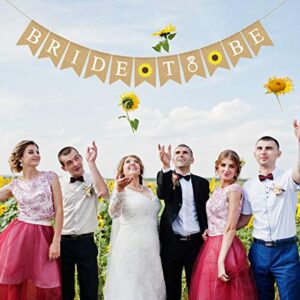 Rainlemon Bride to Be Banner Jute Burlap Sunflower Bridal Shower Party Decoration