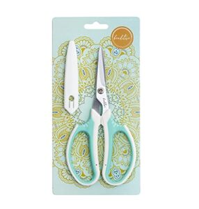 beaditive multipurpose craft scissors – high-leverage crafting scissors with sharp carbon steel blades – ergonomic sewing scissors for heavy duty projects – safe office, scrapbook, leather scissors