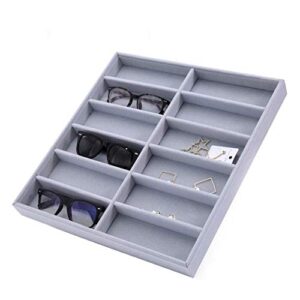 6/12 grid velvet glasses display case sunglasses organizer box eyeglasses eyewear storage case eye glasses holder container sunglasses storage rack stand jewelry watches sunglass show tray (12 grid)