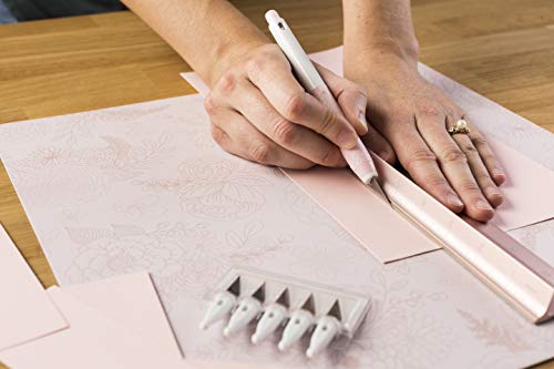 Cricut Metal Ruler - Safety Cutting Ruler for Use with Rotary Cutters, Cricut TrueControl knife, Xacto knife - Great For Quilting, Scrapbooking, Crafting and Paper Cutting - 18", [Rose]