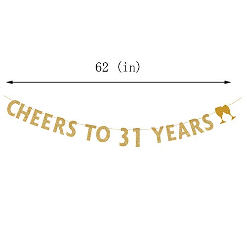 MAGJUCHE Gold glitter Cheers to 31 years banner,31th birthday party decorations
