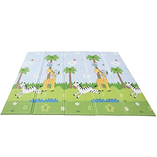 Teamson Kids Fantasy Fields - Safari Animal and Garden Insects Baby Crawling Play Mat -Blue/White