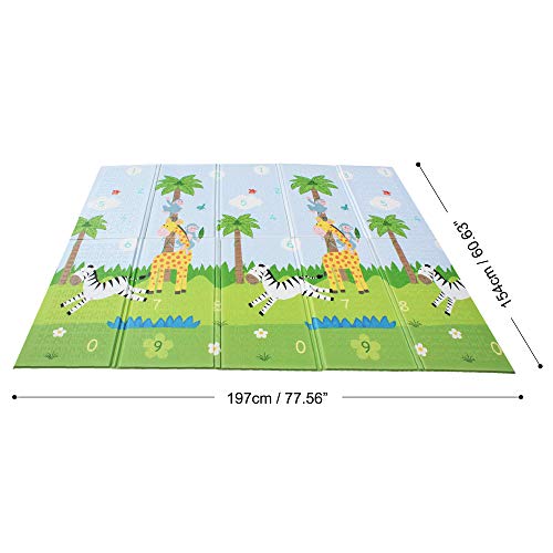 Teamson Kids Fantasy Fields - Safari Animal and Garden Insects Baby Crawling Play Mat -Blue/White