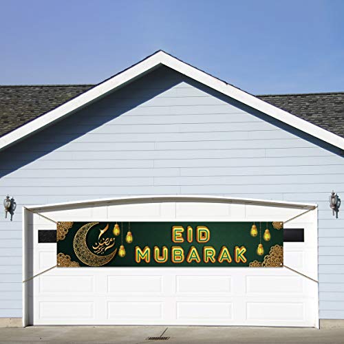 Large Eid Mubarak Banner for Fence Islamic Eid Festival Celebration Decoration Backdrop Muslim Ramadan Party Decor and Suppliesl for Home