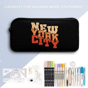 Retro New York City Teen Adult Pencil Case Large Capacity Pen Pencil Bag Durable Storage Pouch