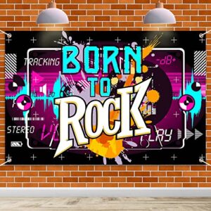 hamigar 6x4ft born to rock banner backdrop – rock and roll birthday decorations party supplies