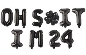 oh i’m 24! latex balloons 16 inch black hallo twenty five cheers to 24 years old theme decor for man woman happy 24th birthday party photo studio prop flag decorations favors supplies