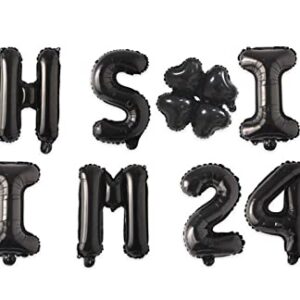 Oh I’m 24! Latex Balloons 16 Inch Black Hallo Twenty Five Cheers to 24 Years Old Theme Decor for Man Woman Happy 24th Birthday Party Photo Studio Prop Flag Decorations Favors Supplies