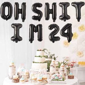 Oh I’m 24! Latex Balloons 16 Inch Black Hallo Twenty Five Cheers to 24 Years Old Theme Decor for Man Woman Happy 24th Birthday Party Photo Studio Prop Flag Decorations Favors Supplies