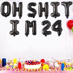 Oh I’m 24! Latex Balloons 16 Inch Black Hallo Twenty Five Cheers to 24 Years Old Theme Decor for Man Woman Happy 24th Birthday Party Photo Studio Prop Flag Decorations Favors Supplies