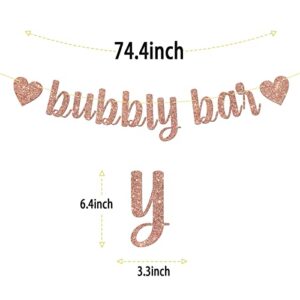 Rose Gold Glitter Bubbly Bar Banner, Bachelorette Party Decorations, Birthday, Wedding, Engagement Party Supplies