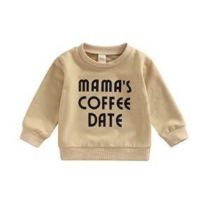 mersariphy infant baby boy girl clothes funny letter sweatshirt tops long sleeve sweater baby fall winter outfits (6-12 months, mama khaki)