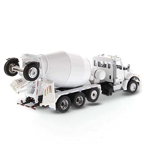 Diecast Masters Kenworth T880 SFFA Concrete Mixer Truck - Pearl White | Tandem with Lift Axle and McNeilus Bridgemaster Mixer | 1:50 Scale Model Semi Trucks | Diecast Model 71081