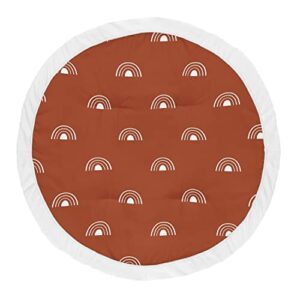 Sweet Jojo Designs Rust and White Boho Rainbow Boy or Girl Baby Playmat Tummy Time Infant Play Mat - Orange Bohemian Celestial Sky Gender Neutral Outdoors Nature