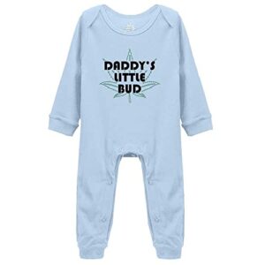 daddy’s little bud with weed leaf newborn baby climbing footed coverall onesie