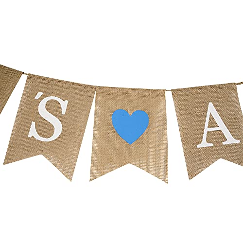 MEEDEE Welcome Baby Banner It's A Boy Banner Burlap Baby Shower Banner For Baby Shower Decorations Rustic Baby Shower Banner Hanging Bunting For Safari Baby Shower Decorations, 3 Pieces