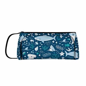 nicokee blue sharks pencil case sea animals underwater ocean marine pencil pouch cosmetic bag for school office travel