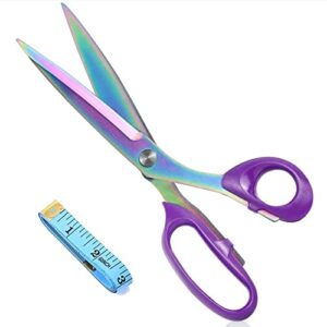 fabric scissors, yelia professional tailor scissors, multifunctional ultra-sharp titanium coating sewing scissors, stainless steel clothing scissors for home and office – length 10.5 inches