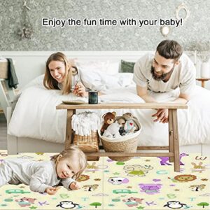 Swity Home Baby Play Mat 79" X 71", Foldable Foam Floor Mats with Carry Bag, Double Sided Playmat, Anti-Slip, BPA Free, Waterproof Crawling Mat for Kids Babies Toddlers (Giraffe)