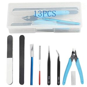 bigstone 13 pcs gundam model tools kit hobby building tools set for cars, airplanes, buildings, gundam robots models building repairing and fixing