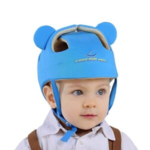 esupport baby adjustable safety helmet headguard protective harnesses hat providing safer environment when learning to crawl walk play (blue-1)