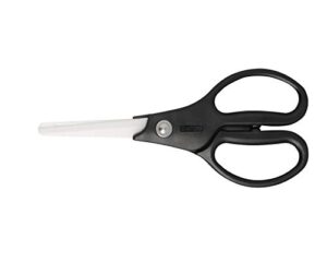 kyocera ceramic scissors, overall length 7.2″ with 2.7″ long blades, black handle with white blades