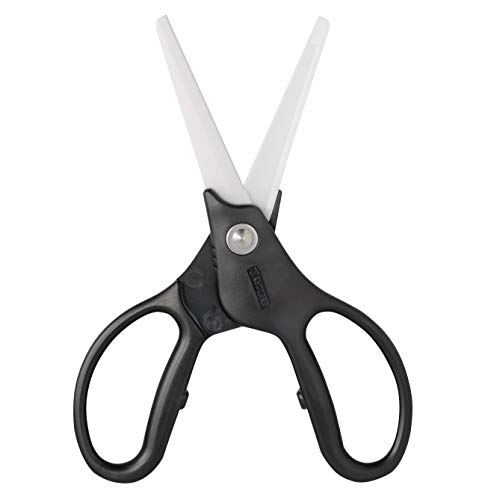 Kyocera Ceramic Scissors, Overall length 7.2" with 2.7" Long Blades, Black Handle With White Blades