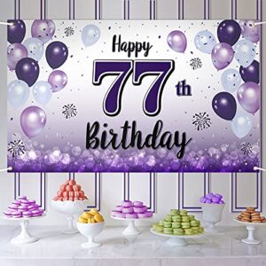 laskyer happy 77th birthday purple large banner – cheers to 77 years old birthday home wall photoprop backdrop,77th birthday party decorations.