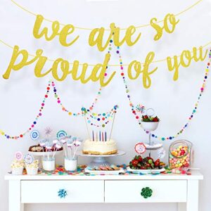 Graduation Party Decorations, We are So Proud of You, 2021 Graduation Banner, Gold Glitter Graduation Garland, No DIY Required