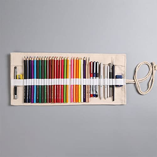 MNTT Pencil Bag Convenient Brushes Storage Makeup Brush Holder Roll Up Stationery Storage Canvas Pen Curtain Pencil Case(72 Holes)