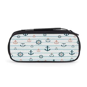 Yashilaiya Big Capacity Pencil Case Vintage Nautical Anchor Pencil Bag Zipper Pencil Box Cosmetic Bag Stationary Bag for Teenage Girls Travel Office Supplies