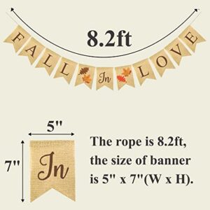 FAKTEEN Fall in Love Maple Leaf Burlap Banner for Fall Autumn Wedding Bridal Shower Engagement Party Decorations Garland Fall Thanksgiving Hanging Decor