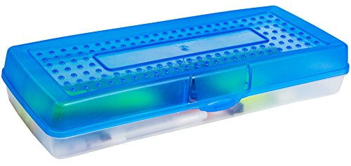 Storex Stretch Pencil Box, 5.6 x 13.4 x 2.52 Inches, Blue, Case of 12 (61467U12C)