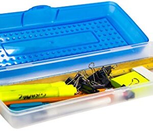 Storex Stretch Pencil Box, 5.6 x 13.4 x 2.52 Inches, Blue, Case of 12 (61467U12C)