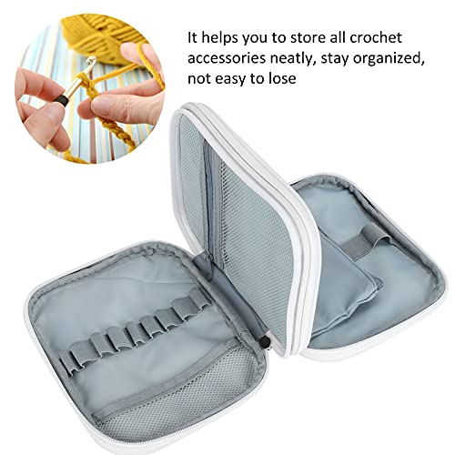 MIWEITOO Knitting Tools Storage Case Double Layer Crochet Hook Zipper Bag with Mesh Pockets, Portable Knitting Tote Basket Yarn Bags Large Craft Supplies Bag