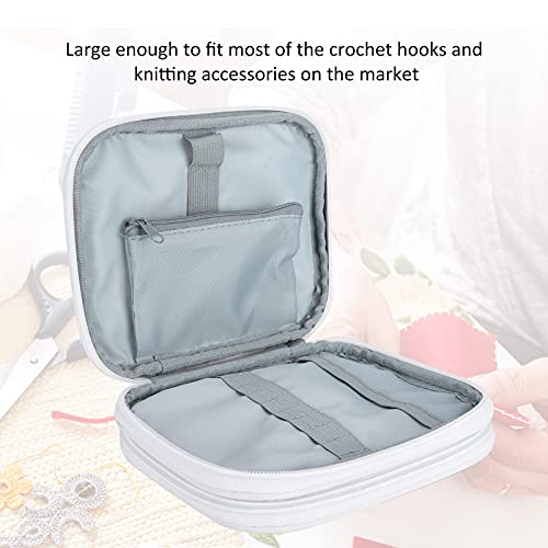 MIWEITOO Knitting Tools Storage Case Double Layer Crochet Hook Zipper Bag with Mesh Pockets, Portable Knitting Tote Basket Yarn Bags Large Craft Supplies Bag