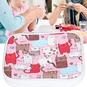 MIWEITOO Knitting Tools Storage Case Double Layer Crochet Hook Zipper Bag with Mesh Pockets, Portable Knitting Tote Basket Yarn Bags Large Craft Supplies Bag